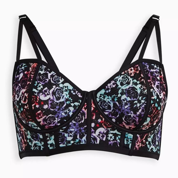 Torrid Mirrored Skull Strappy Mesh Underwire Longline Bralette size 4X - Picture 1 of 10
